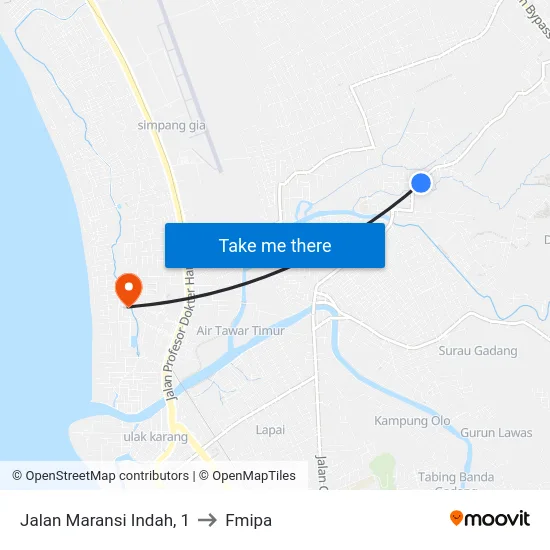 Jalan Maransi Indah, 1 to Fmipa map