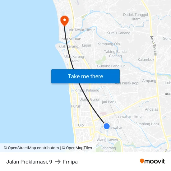 Jalan Proklamasi, 9 to Fmipa map