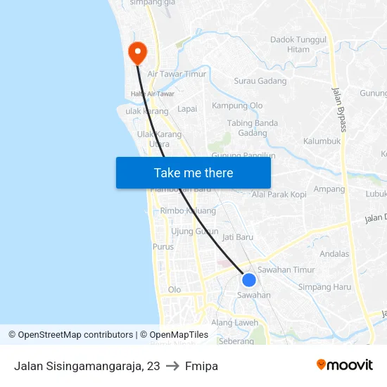 Jalan Sisingamangaraja, 23 to Fmipa map