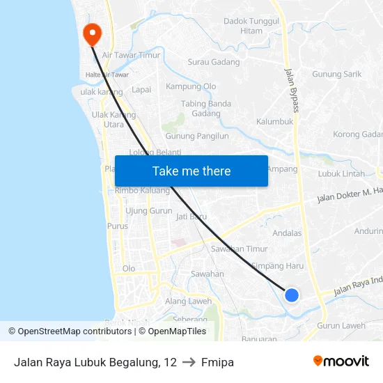 Jalan Raya Lubuk Begalung, 12 to Fmipa map