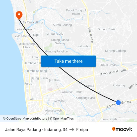 Jalan Raya Padang - Indarung, 34 to Fmipa map