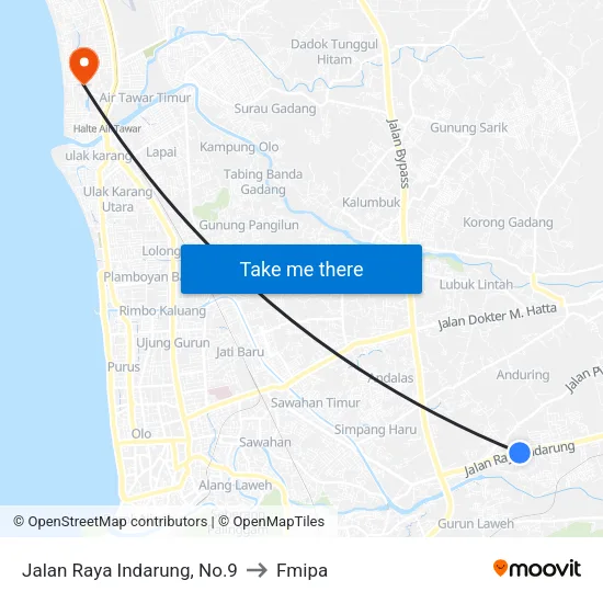 Jalan Raya Indarung, No.9 to Fmipa map