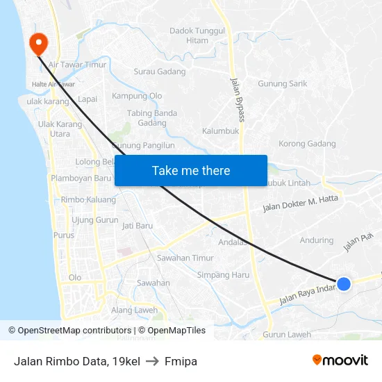 Jalan Rimbo Data, 19kel to Fmipa map
