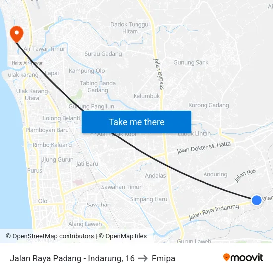 Jalan Raya Padang - Indarung, 16 to Fmipa map