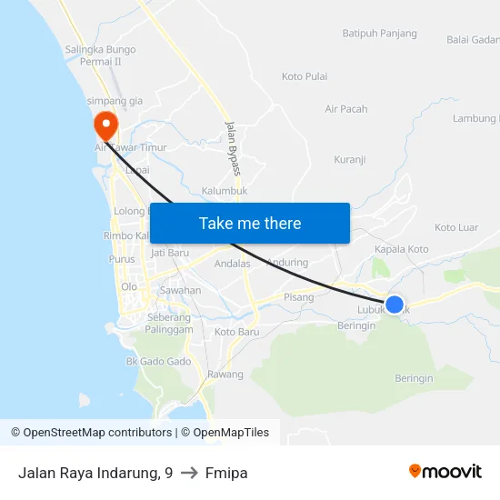 Jalan Raya Indarung, 9 to Fmipa map