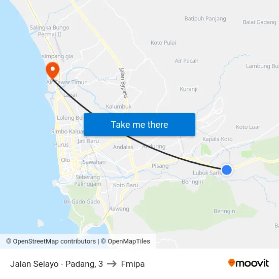 Jalan Selayo - Padang, 3 to Fmipa map