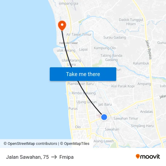 Jalan Sawahan, 75 to Fmipa map