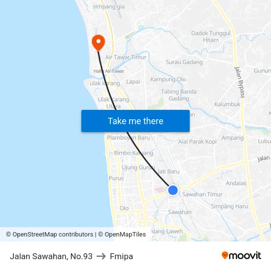 Jalan Sawahan, No.93 to Fmipa map