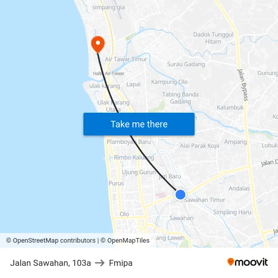Jalan Sawahan, 103a to Fmipa map