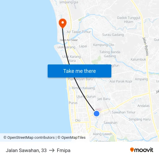 Jalan Sawahan, 33 to Fmipa map