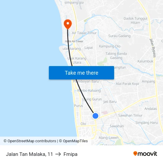 Jalan Tan Malaka, 11 to Fmipa map
