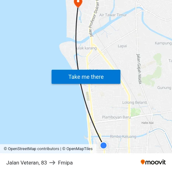 Jalan Veteran, 83 to Fmipa map