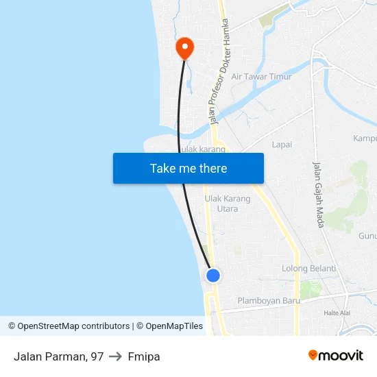 Jalan Parman, 97 to Fmipa map