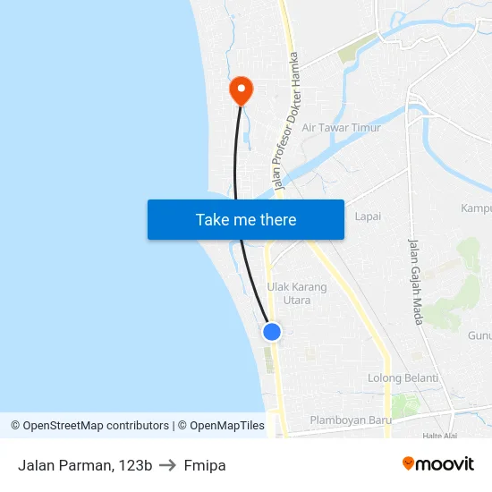 Jalan Parman, 123b to Fmipa map