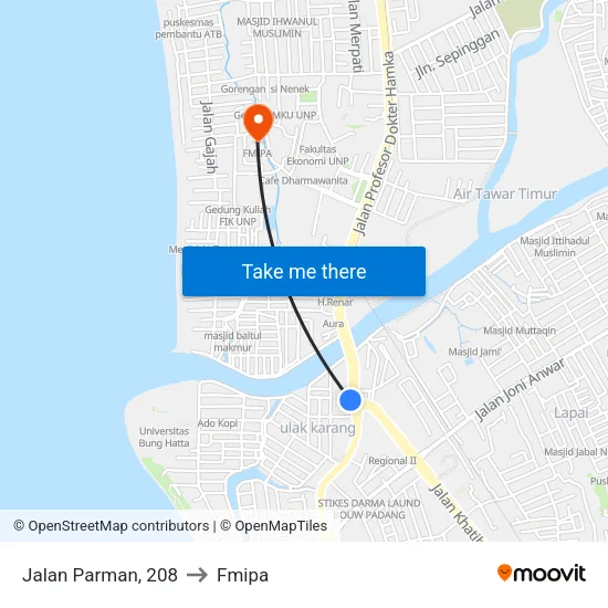Jalan Parman, 208 to Fmipa map
