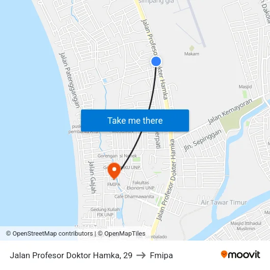 Jalan Profesor Doktor Hamka, 29 to Fmipa map