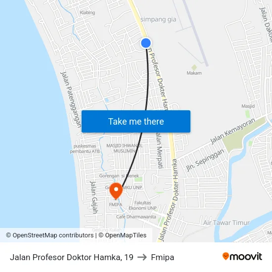 Jalan Profesor Doktor Hamka, 19 to Fmipa map