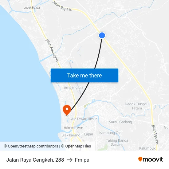 Jalan Raya Cengkeh, 288 to Fmipa map