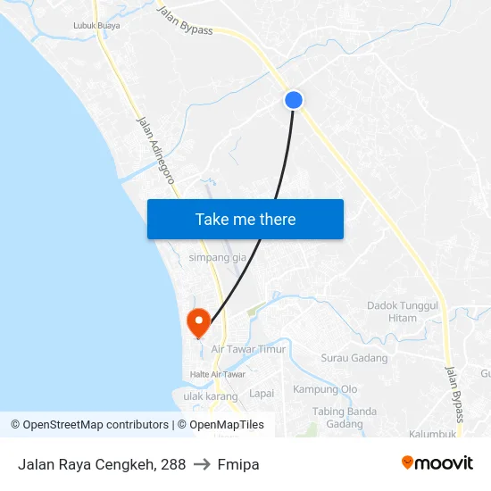 Jalan Raya Cengkeh, 288 to Fmipa map