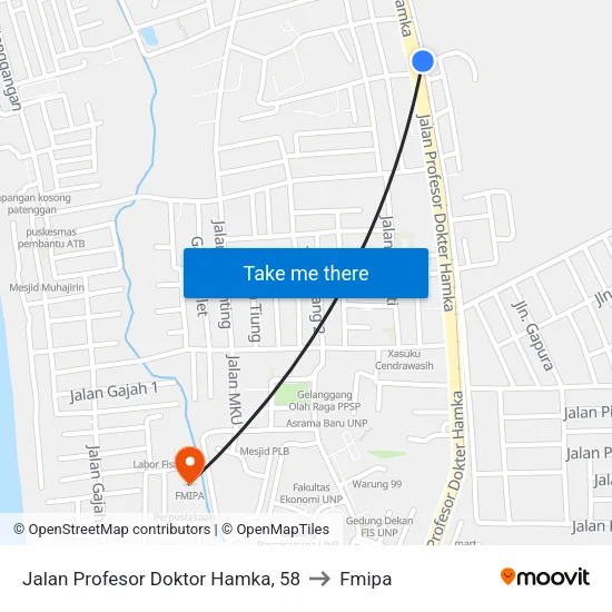 Jalan Profesor Doktor Hamka, 58 to Fmipa map