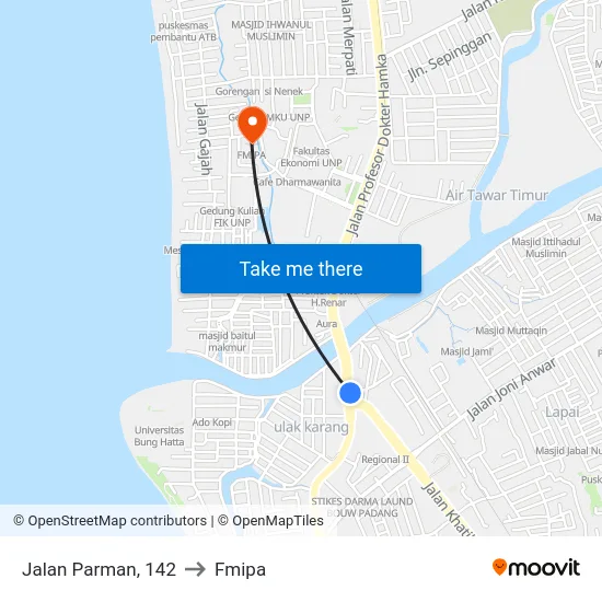 Jalan Parman, 142 to Fmipa map