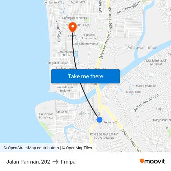 Jalan Parman, 202 to Fmipa map
