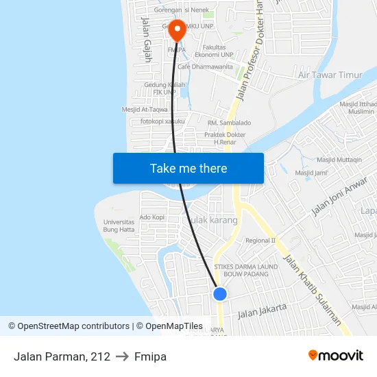 Jalan Parman, 212 to Fmipa map