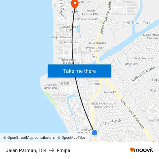 Jalan Parman, 184 to Fmipa map