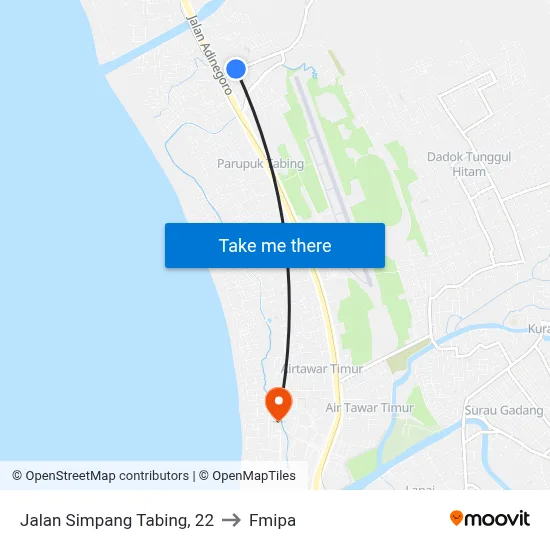 Jalan Simpang Tabing, 22 to Fmipa map