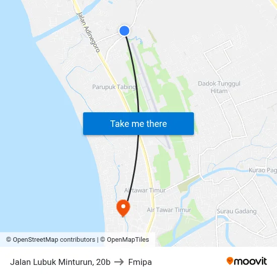 Jalan Lubuk Minturun, 20b to Fmipa map