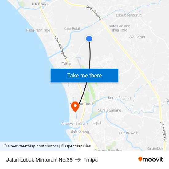 Jalan Lubuk Minturun, No.38 to Fmipa map