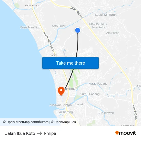 Jalan Ikua Koto to Fmipa map