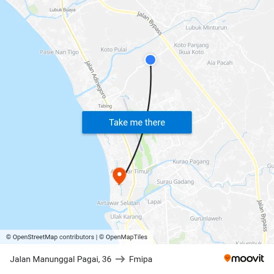 Jalan Manunggal Pagai, 36 to Fmipa map