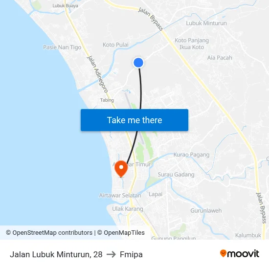 Jalan Lubuk Minturun, 28 to Fmipa map
