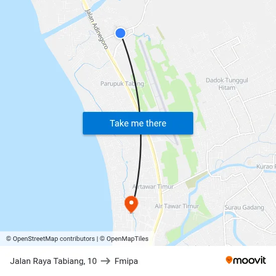 Jalan Raya Tabiang, 10 to Fmipa map