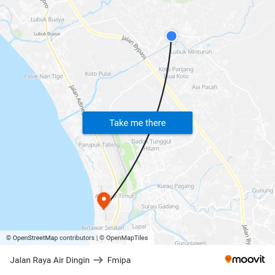 Jalan Raya Air Dingin to Fmipa map