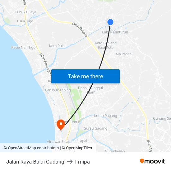 Jalan Raya Balai Gadang to Fmipa map
