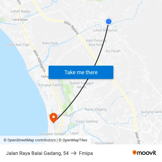 Jalan Raya Balai Gadang, 54 to Fmipa map