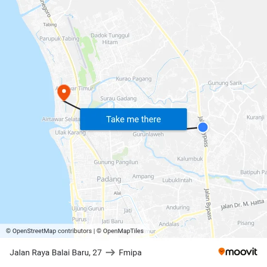 Jalan Raya Balai Baru, 27 to Fmipa map