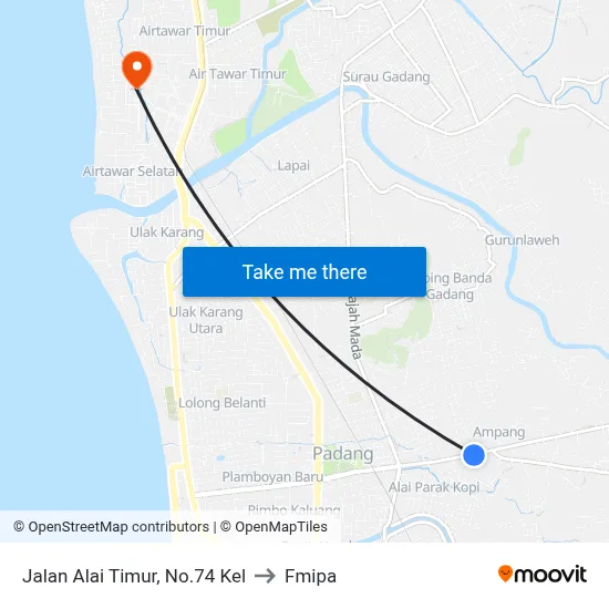 Jalan Alai Timur, No.74 Kel to Fmipa map