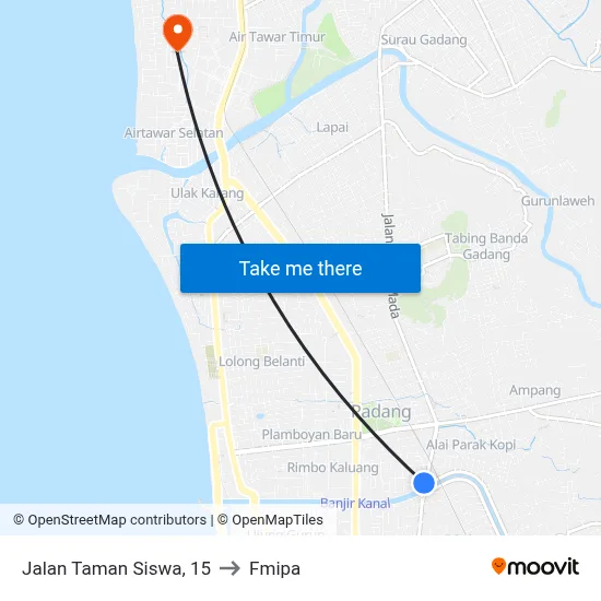 Jalan Taman Siswa, 15 to Fmipa map