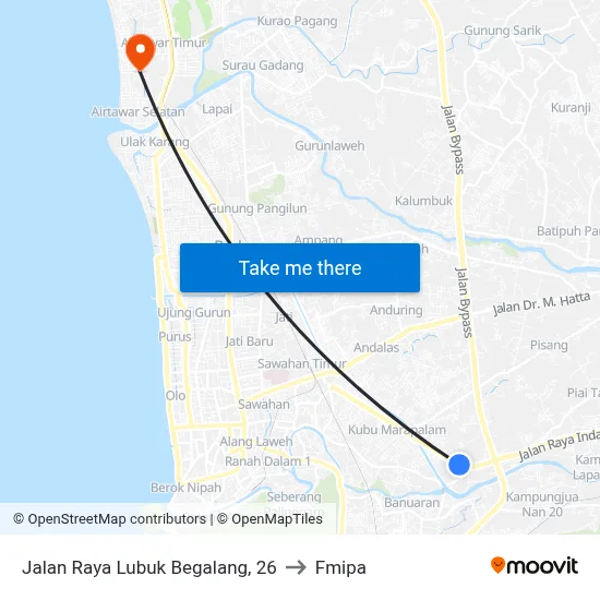 Jalan Raya Lubuk Begalang, 26 to Fmipa map