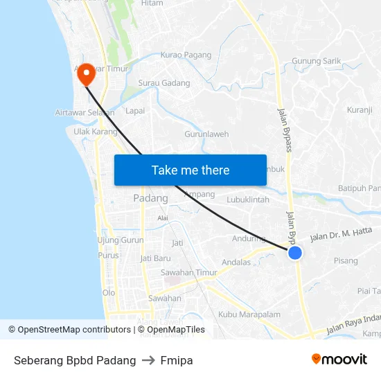 Seberang Bpbd Padang to Fmipa map