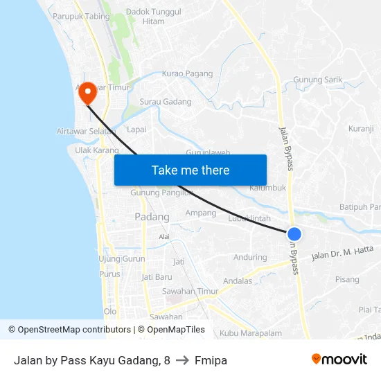 Jalan by Pass Kayu Gadang, 8 to Fmipa map