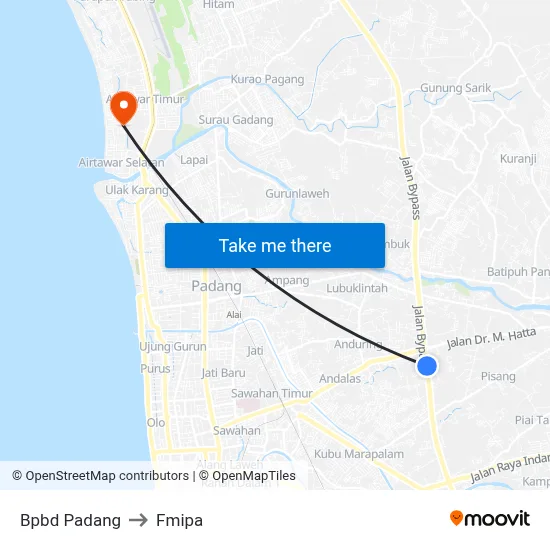 Bpbd Padang to Fmipa map