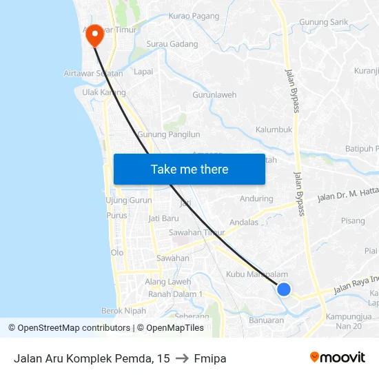 Jalan Aru Komplek Pemda, 15 to Fmipa map