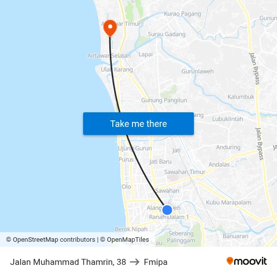 Jalan Muhammad Thamrin, 38 to Fmipa map