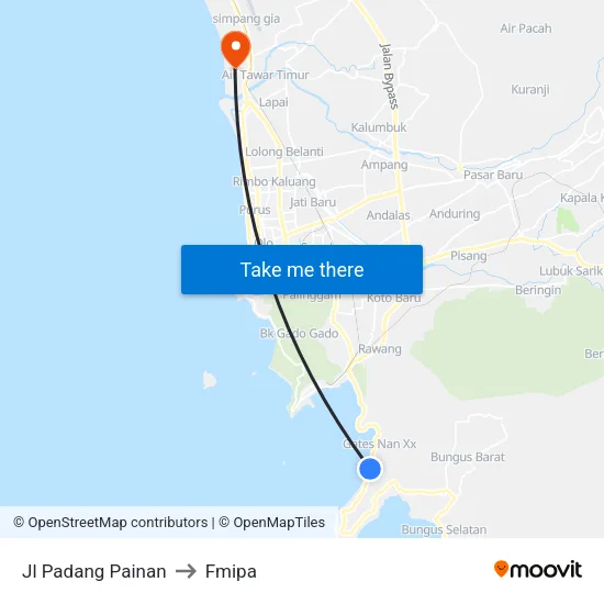 Jl Padang Painan to Fmipa map