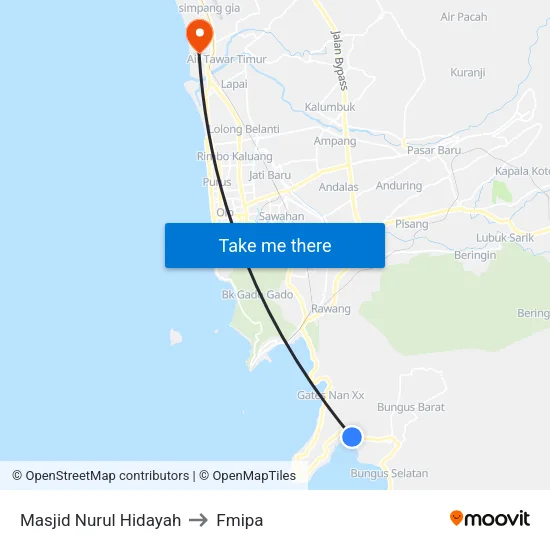 Masjid Nurul Hidayah to Fmipa map