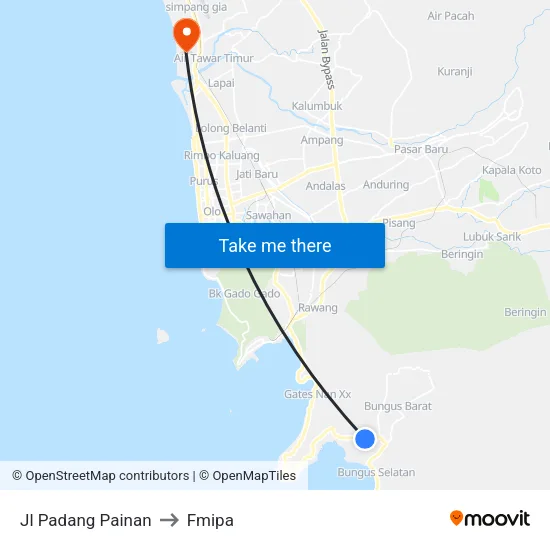 Jl Padang Painan to Fmipa map